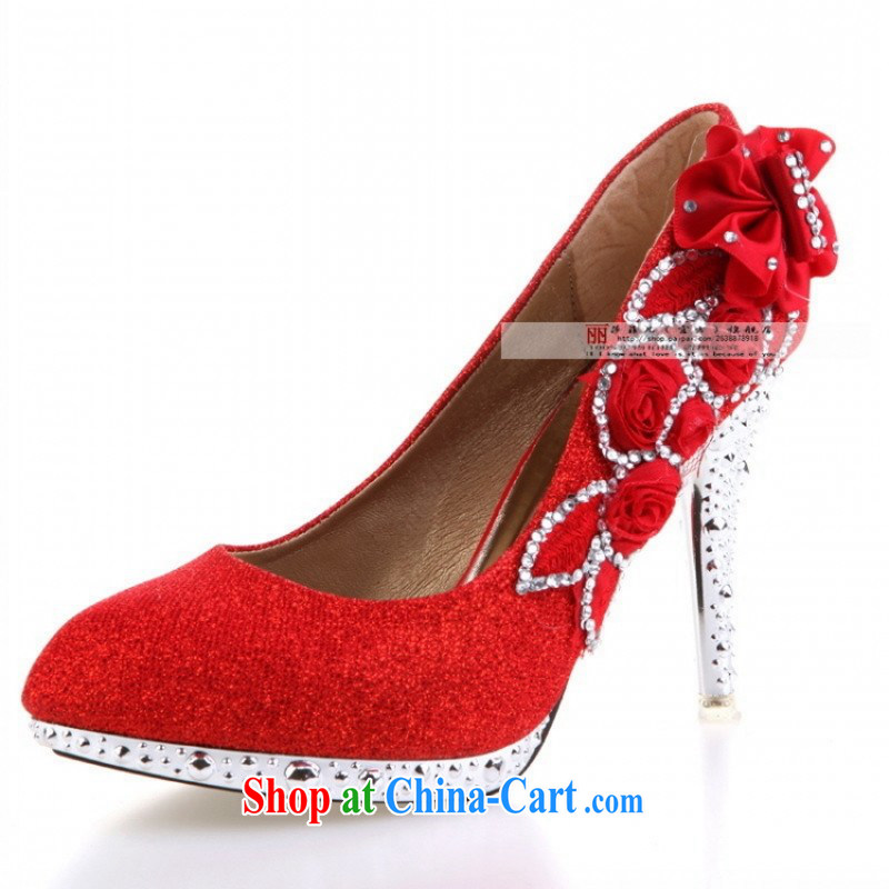2015 wedding shoes Red Gold Silver bridal shoes bridal shoes high heel shoes HX 088 red 9, love so Peng, shopping on the Internet