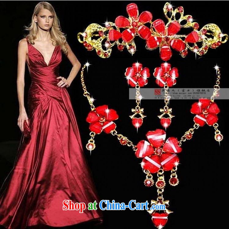 Red bridal jewelry 3 piece wedding necklaces and ornaments earrings dresses, dress, bridal jewelry accessories girls pictures, price, brand platters! Elections are good character, the national distribution, so why buy now enjoy more preferential! Health