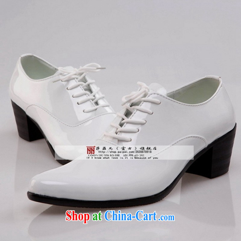 Pure White men's shoes, Leather Shoes Show chorus shoes dance shoes tie shoe increase shoes white 44, love so Pang, and shopping on the Internet