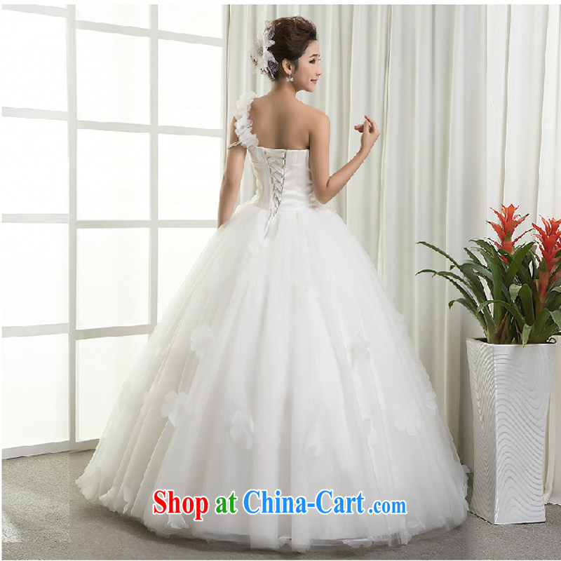 In accordance with the preceding yarn wedding dresses 2015 new Princess sweet single shoulder alignment to wedding flower petals is a shoulder bridal wedding white. size is not final, Yong Yan close to, and shopping on the Internet