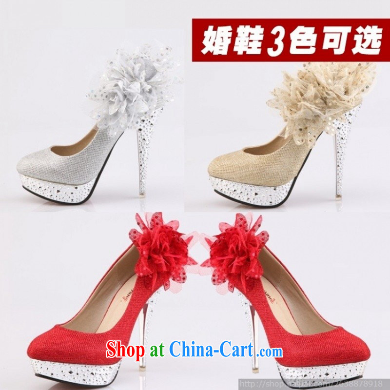 2014 new women shoes high heel bridal wedding shoes red wedding shoes the Marriage Code shoes crystal shoes, 1389 silver 7, love so Peng, shopping on the Internet