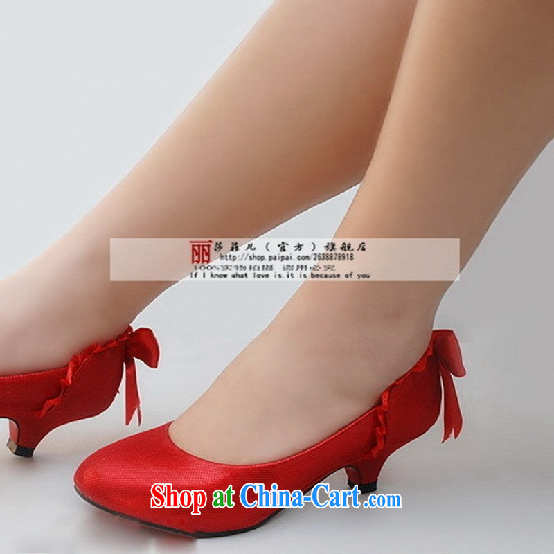New wedding shoes 201 limited 88 double-bridal shoes gold/red low with marriage shoes red 9, love so Pang, shopping on the Internet
