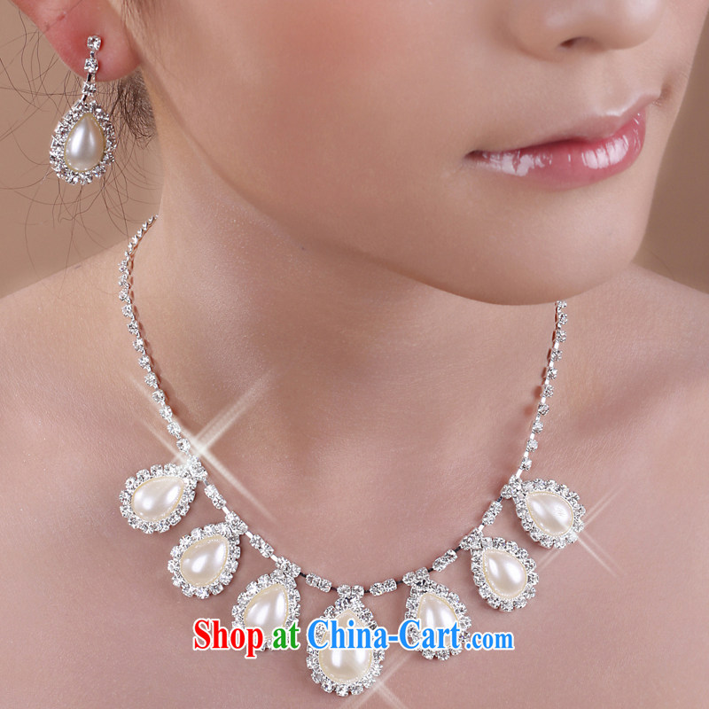 The United States, wedding dresses accessories jewelry pearl necklaces earrings bridal necklace jewelry jewelry two-piece E 217 white, and the US (Imeinuo), shopping on the Internet