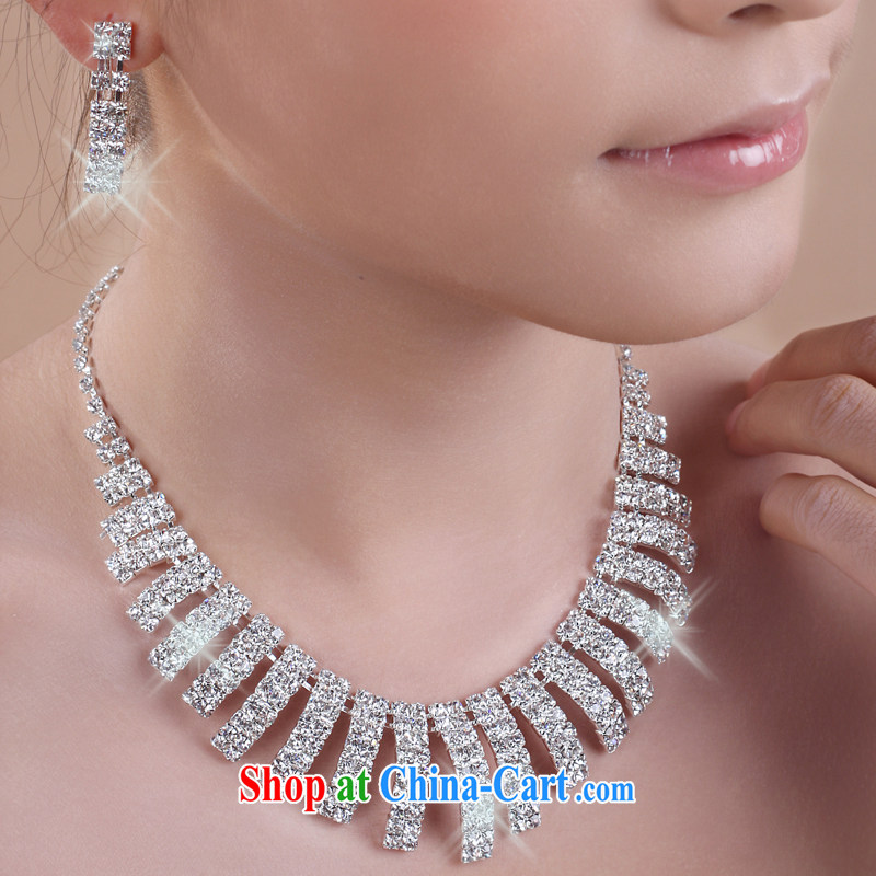 The United States, wedding dresses accessories Korean bridal necklace earrings Accessories Set marriage link bridesmaid water drilling jewelry E 011 white, and the US (Imeinuo), online shopping