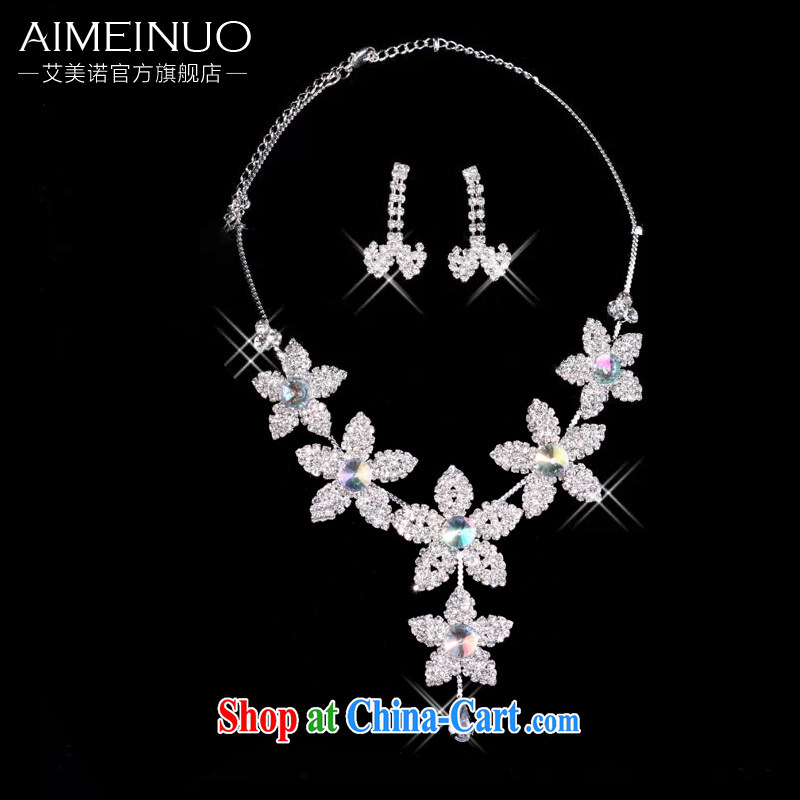 The United States, wedding dresses accessories bridal jewelry two-piece necklace bridal suite link earrings necklace set with Korean-style wedding jewelry e 006, and the United States (Imeinuo), shopping on the Internet
