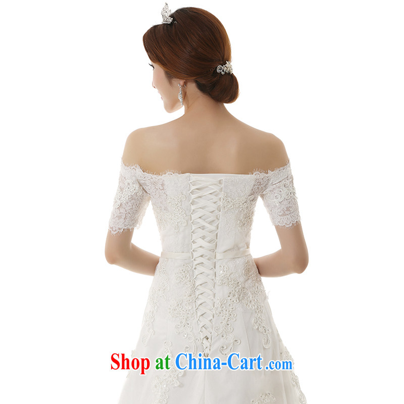 2015 spring and summer New Field shoulder collar A Field crowsfoot wedding dresses Korean beauty and simple A field dress with small tail bridal wedding white S, dirty man, shopping on the Internet