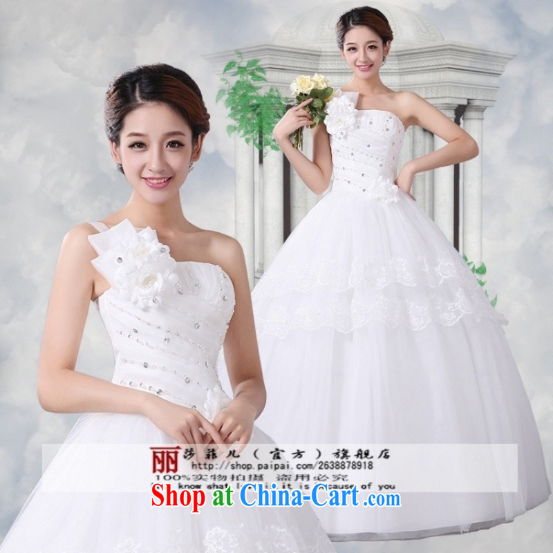 Spring new wedding dresses 2015 Korean sweet Princess single shoulder strap with flowers with strap wedding customer size will not be refunded, love so Pang, and shopping on the Internet