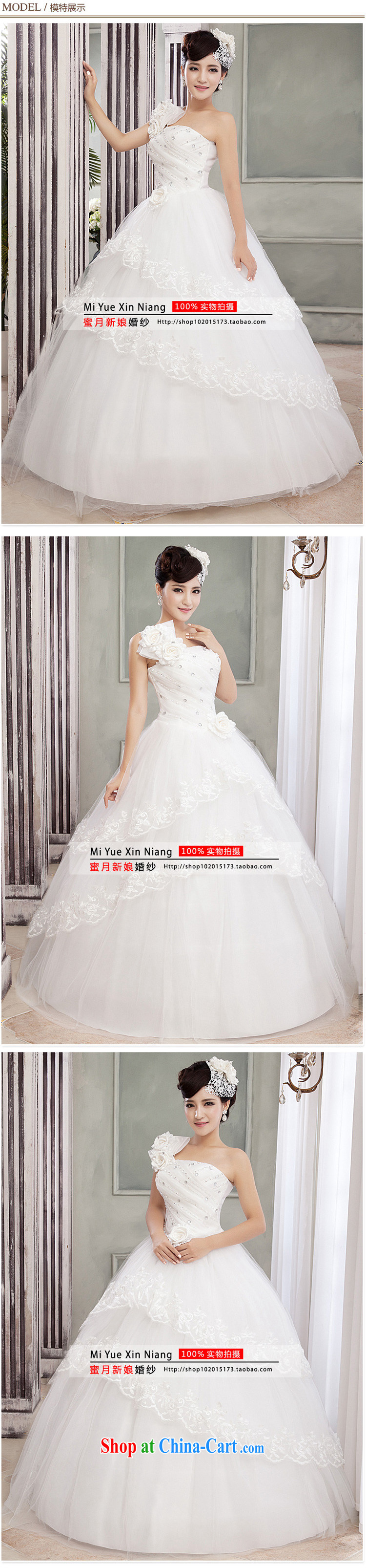 Honeymoon bridal wedding dresses 2015 Korean sweet Princess single shoulder strap with flowers with wedding shaggy strap wedding white XS pictures, price, brand platters! Elections are good character, the national distribution, so why buy now enjoy more preferential! Health