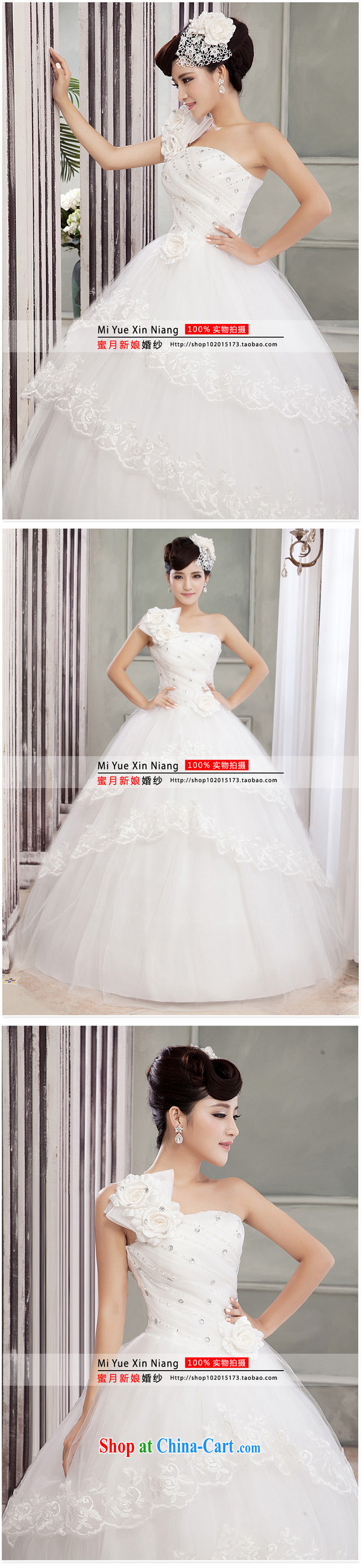 Honeymoon bridal wedding dresses 2015 Korean sweet Princess single shoulder strap with flowers with wedding shaggy strap wedding white XS pictures, price, brand platters! Elections are good character, the national distribution, so why buy now enjoy more preferential! Health