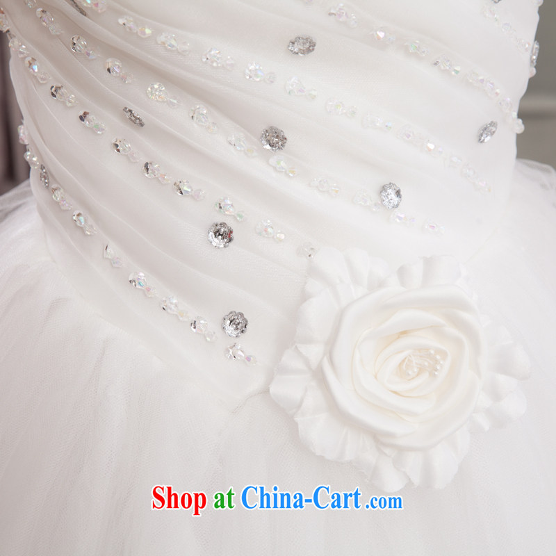 Honeymoon bridal wedding dresses 2015 Korean sweet Princess single shoulder strap with flowers with wedding shaggy strap wedding white XS, Honeymoon bridal, shopping on the Internet