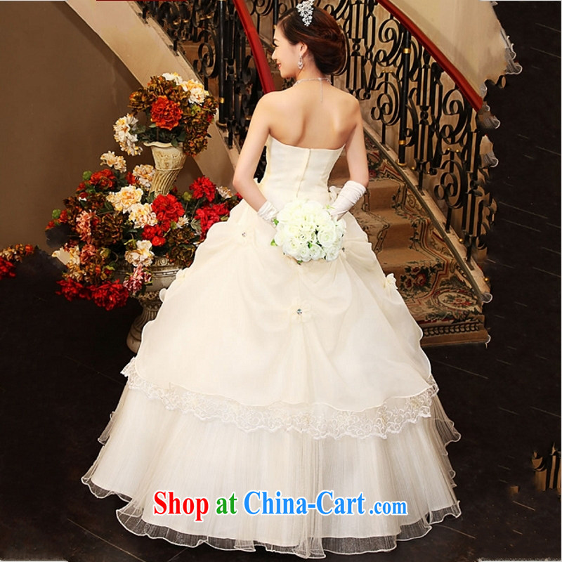 Yong-yan and new 2015 Korean sweet Princess wedding dresses with bare chest retro flouncing flowers tied with a wedding dresses white M, Yong-yan good offices, shopping on the Internet