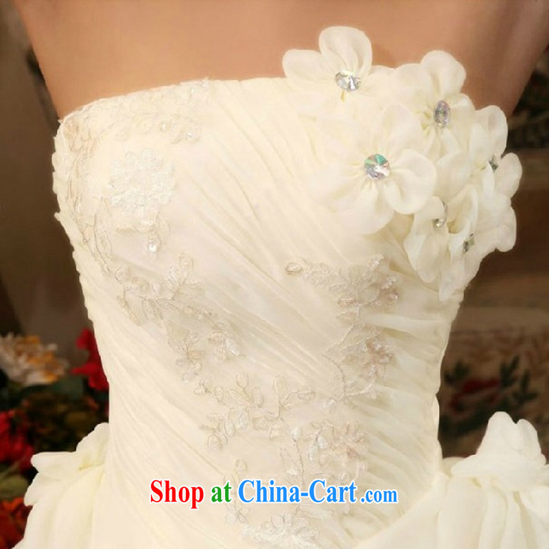 Yong-yan and new 2015 Korean sweet Princess wedding dresses with bare chest retro flouncing flowers tied with a wedding dresses white M, Yong-yan good offices, shopping on the Internet