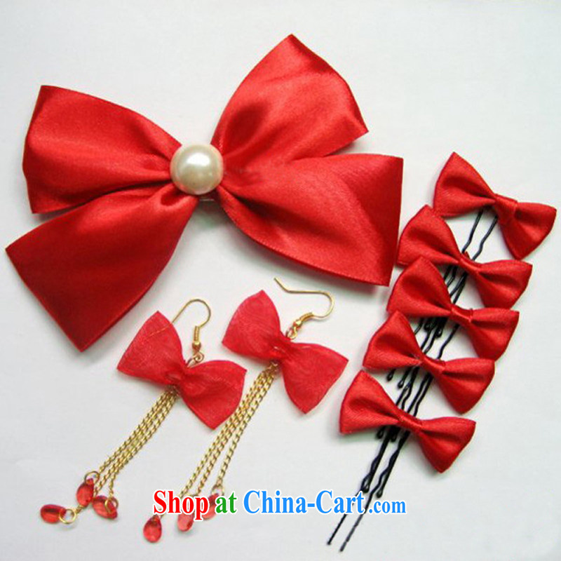 Rain is still clothing bridal jewelry wedding wedding dresses bridal and flower bridesmaid and take the red bowtie earrings and flower Kit TH 4 red, rain is clothing, and shopping on the Internet