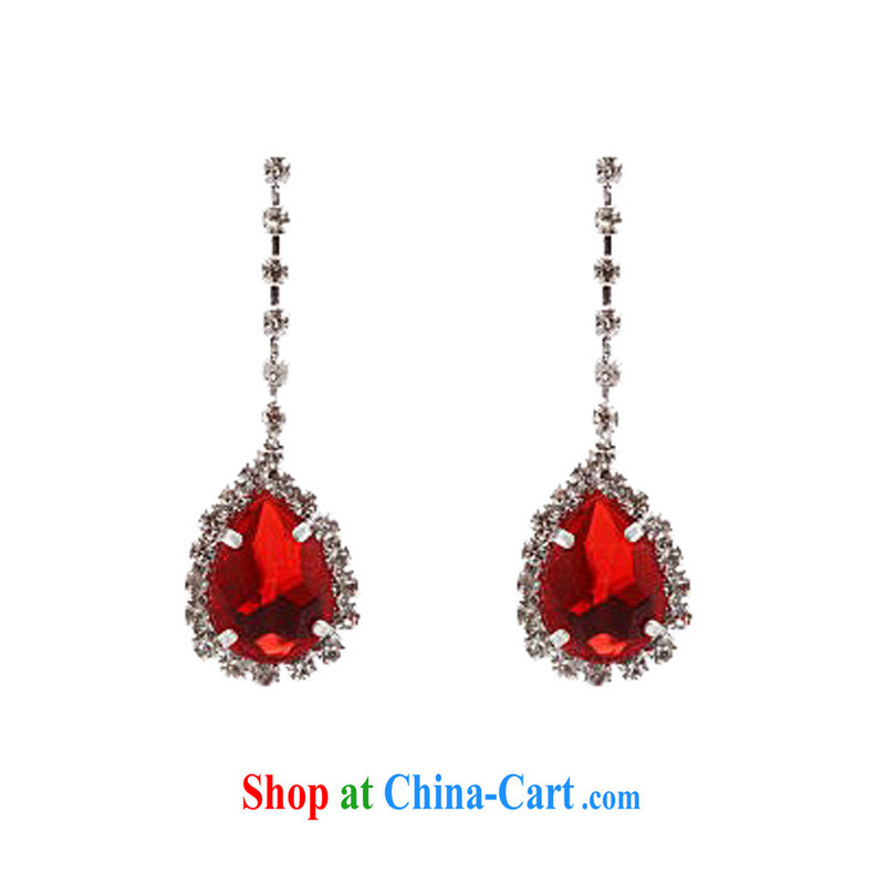 drunk MSLover proverbial hero flash crystal alloy bridal necklace earrings set bridal wedding jewelry wedding accessories S 130,811 red necklace earrings 2-piece set (ear clip), name, Elizabeth (MSLOVER), online shopping