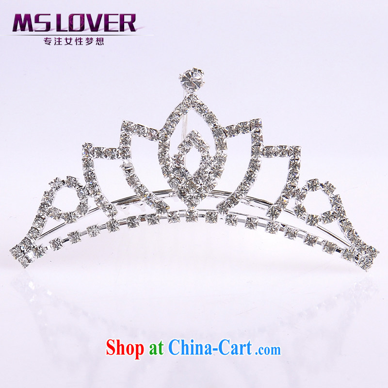 MSlover flower accessories water drilling children Crown headdress Korean Princess hair accessories children's performances and the comb small Crown SP 1047 silver