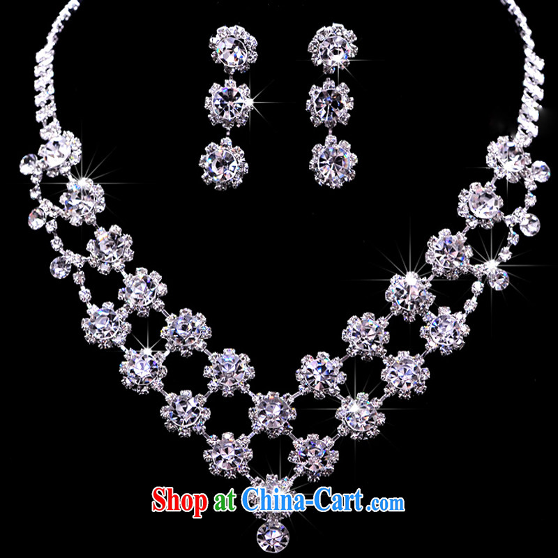 Rain Coat yet beautiful bride wedding jewelry Television building style necklace wedding dresses and ornaments water diamond necklace earrings Crown 3-piece XL 02+ HG 64 necklace + earrings, rain is clothing, and shopping on the Internet