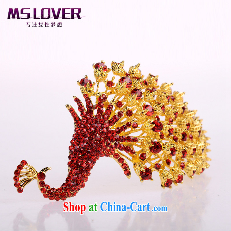MSlover growing, colorful Peacock crystal alloy bridal Crown furnishings and ornaments hair accessories wedding hair accessories comb SP 0120 red, name, Mona Lisa (MSLOVER), online shopping