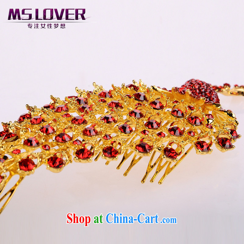 MSlover growing, colorful Peacock crystal alloy bridal Crown furnishings and ornaments hair accessories wedding hair accessories comb SP 0120 red, name, Mona Lisa (MSLOVER), online shopping