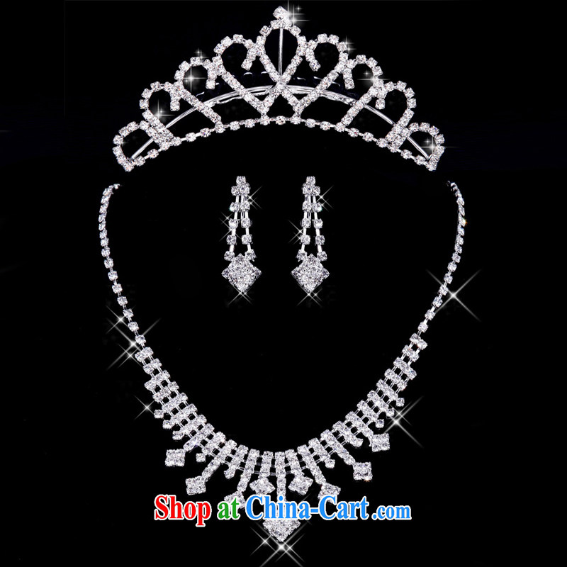 Rain is still clothing bridal jewelry wedding dresses necklace with water drilling marriage necklace earrings Crown 3-piece XL 019+ HG 64 3-piece XL 019+ HG 64, rain is clothing, and shopping on the Internet