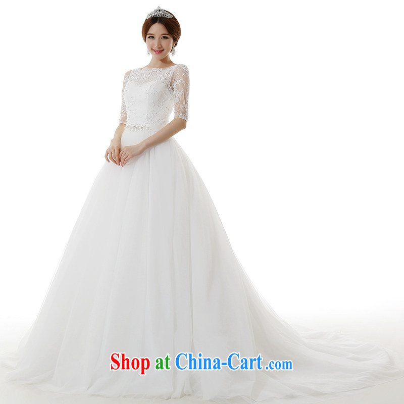 Dirty comics 2015 New Field shoulder collar lace long-sleeved large-tail wedding dresses stylish Korean Beauty graphics thin package shoulder cuff in drag and drop the wedding-tail, tailored for pre-sale, dirty man, shopping on the Internet