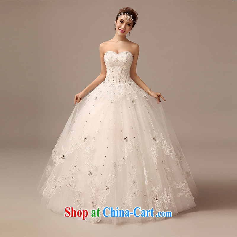 2015 spring and summer new wiped his chest Princess wedding dresses and stylish tie-cultivating graphics thin graphics high-bride wedding dresses white XL