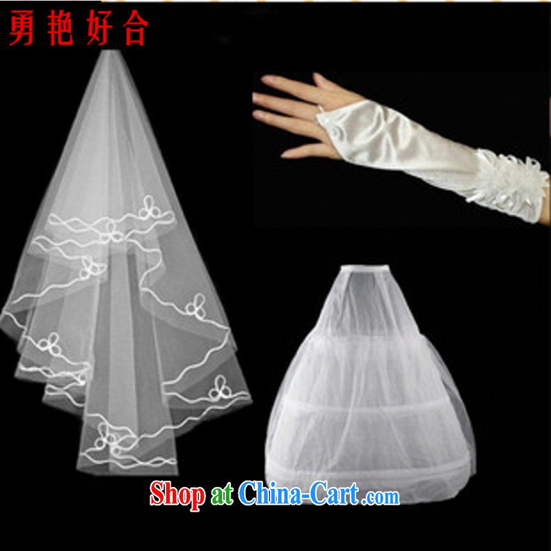 Yong-yan and marriages wedding dresses with ornaments and yarn 3-piece set, and Uganda, as well as Parties, gloves A 2 white, Yong-yan good offices, shopping on the Internet