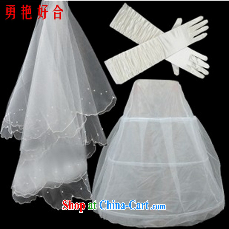 Yong-yan and marriages wedding dresses accessories and yarn 3 piece set, and yarn, skirts, gloves A 3 white