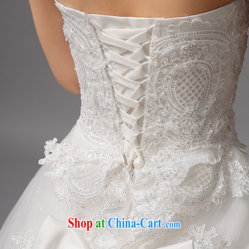 Honeymoon bridal wedding dresses 2015 new Korean Princess tail wedding Deluxe lace bare chest wedding white XL, Honeymoon bridal, shopping on the Internet
