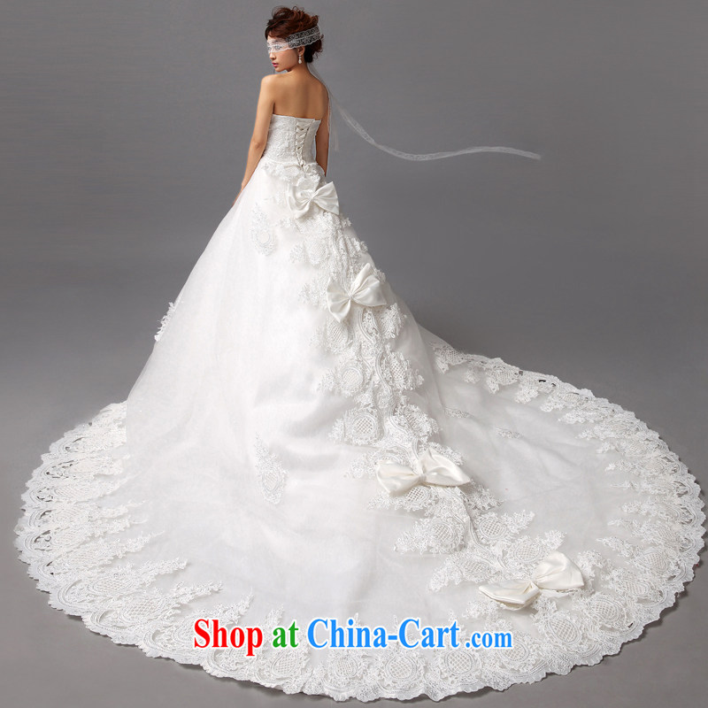 Honeymoon bridal wedding dresses 2015 new Korean Princess tail wedding Deluxe lace bare chest wedding white XL, Honeymoon bridal, shopping on the Internet