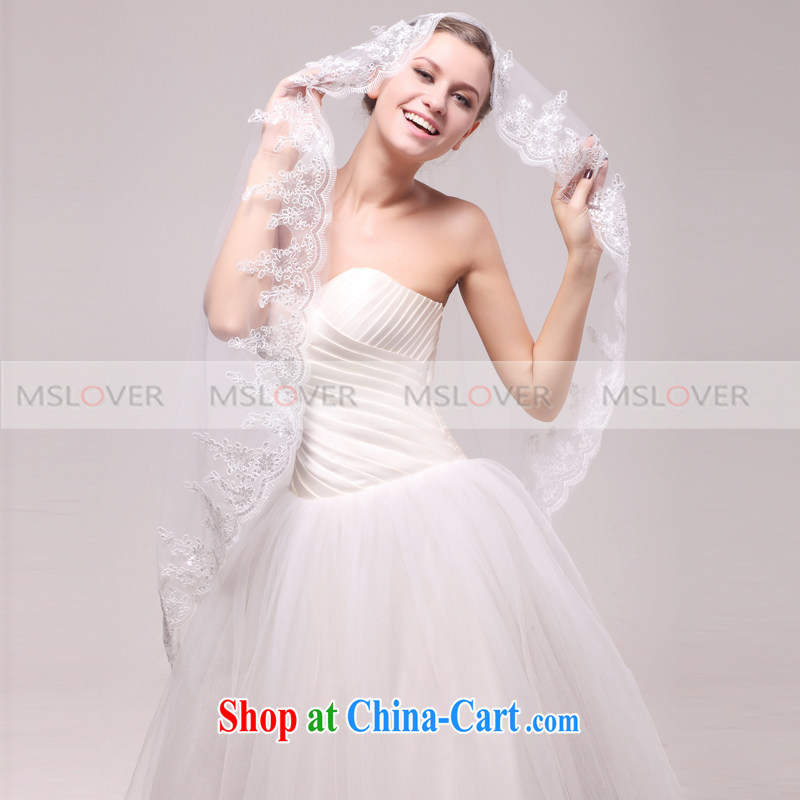 MSLover on-chip lace lace 2M single-layer wedding dresses accessories bridal wedding head-dress, trim long head yarn TS 121,122 white