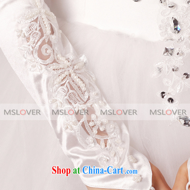 MSLover Satin lace decals nail Pearl refers to the long, Dinner Show bridal wedding gloves wedding dresses accessories ST 1241 m White, name, Mona Lisa (MSLOVER), shopping on the Internet
