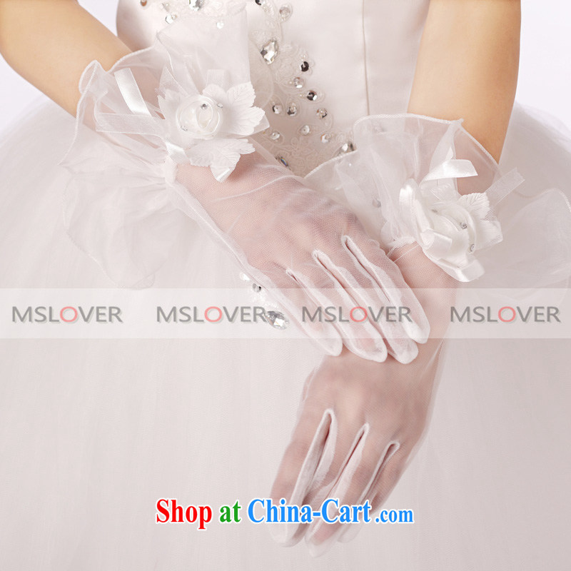 MSLover flowers lace yarn quality 5 refers to a short, Dinner Show bridal wedding gloves wedding accessories ST 1313 m White, name, Mona Lisa (MSLOVER), shopping on the Internet