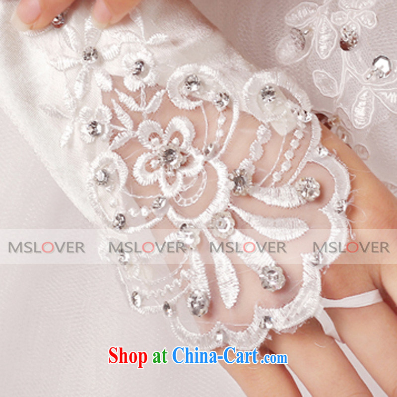 MSLover luxury lace inserts drill bow-tie Satin 5 refer to long, bridal wedding gloves wedding gloves ST 1202 m White, name, Mona Lisa (MSLOVER), shopping on the Internet