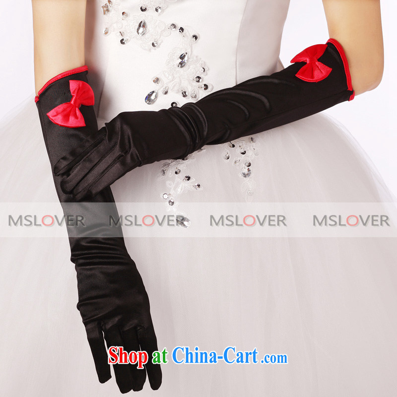 MSLover black red bow tie Satin 5 refers to long bridal banquet show gloves ST 1212 black, famous Mona Lisa (MSLOVER), shopping on the Internet