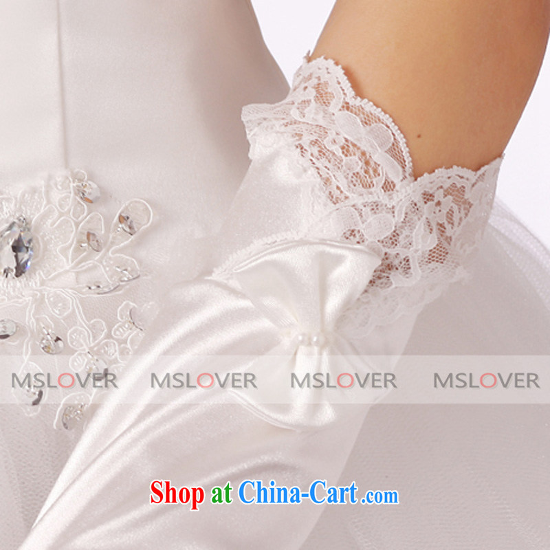 MSLover lace lace Bow Tie Satin 5 refer to long, bridal banquet show gloves wedding gloves ST 1221 M white, name, Mona Lisa (MSLOVER), shopping on the Internet