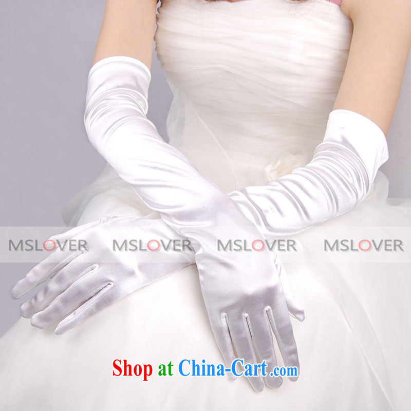 MSLover classic Satin 5 refers to the long, Dinner Show bridal wedding gloves wedding gloves ST 1321 m White