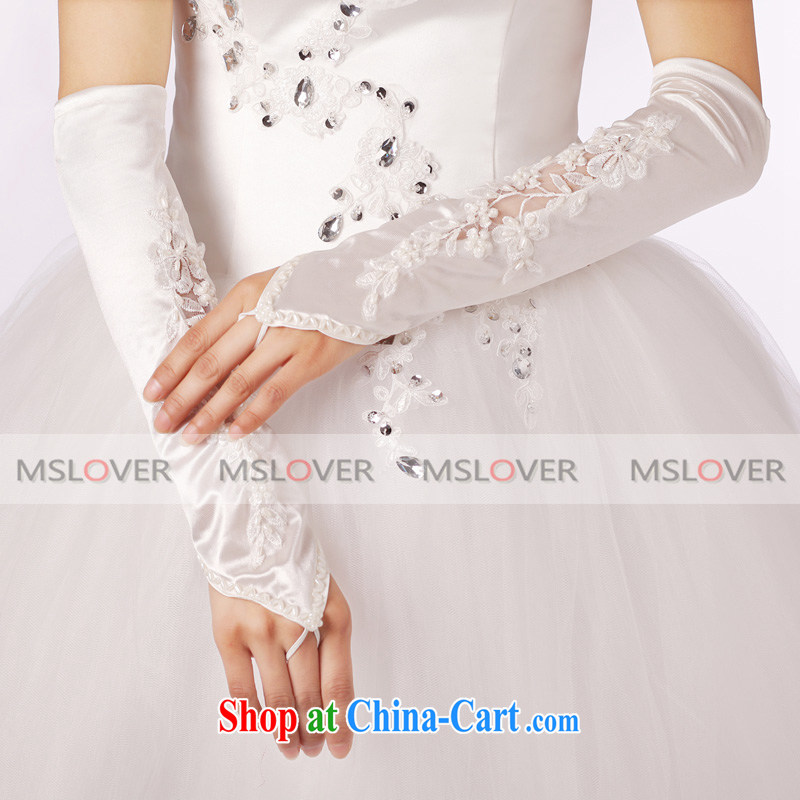 MSLover Satin lace decals nail Pearl refers to the long, Dinner Show bridal wedding gloves wedding gloves ST 1246 m White, name, Mona Lisa (MSLOVER), shopping on the Internet