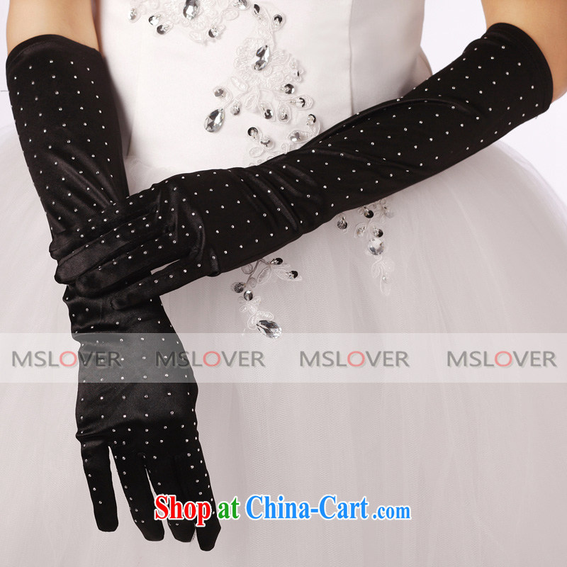 MSLover hot drill Satin 5 a long bridal banquet show gloves ST 1211 black, famous Mona Lisa (MSLOVER), shopping on the Internet