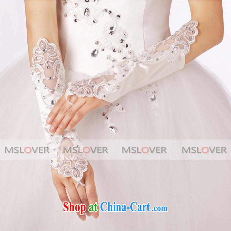 MSLover luxury parquet drill lace to take out a long Dinner Show bridal wedding gloves wedding gloves ST 1310 m White, name, Mona Lisa (MSLOVER), shopping on the Internet