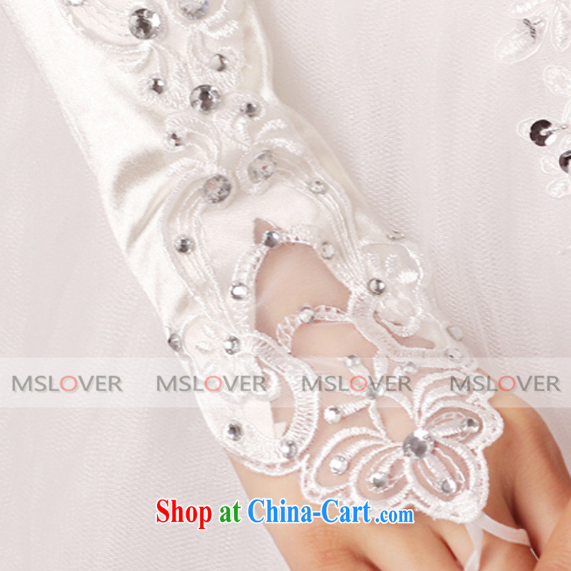 MSLover luxury parquet drill lace to take out a long Dinner Show bridal wedding gloves wedding gloves ST 1310 m White, name, Mona Lisa (MSLOVER), shopping on the Internet