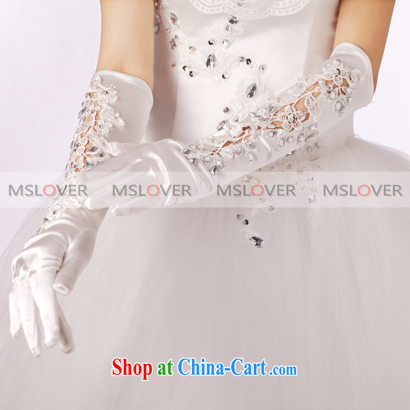 MSLover luxury lace decals wood drill 5 refer to long, Dinner Show bridal wedding gloves wedding gloves ST 1301 m White, name, Mona Lisa (MSLOVER), online shopping