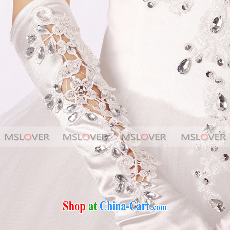 MSLover luxury lace decals wood drill 5 refer to long, Dinner Show bridal wedding gloves wedding gloves ST 1301 m White, name, Mona Lisa (MSLOVER), online shopping