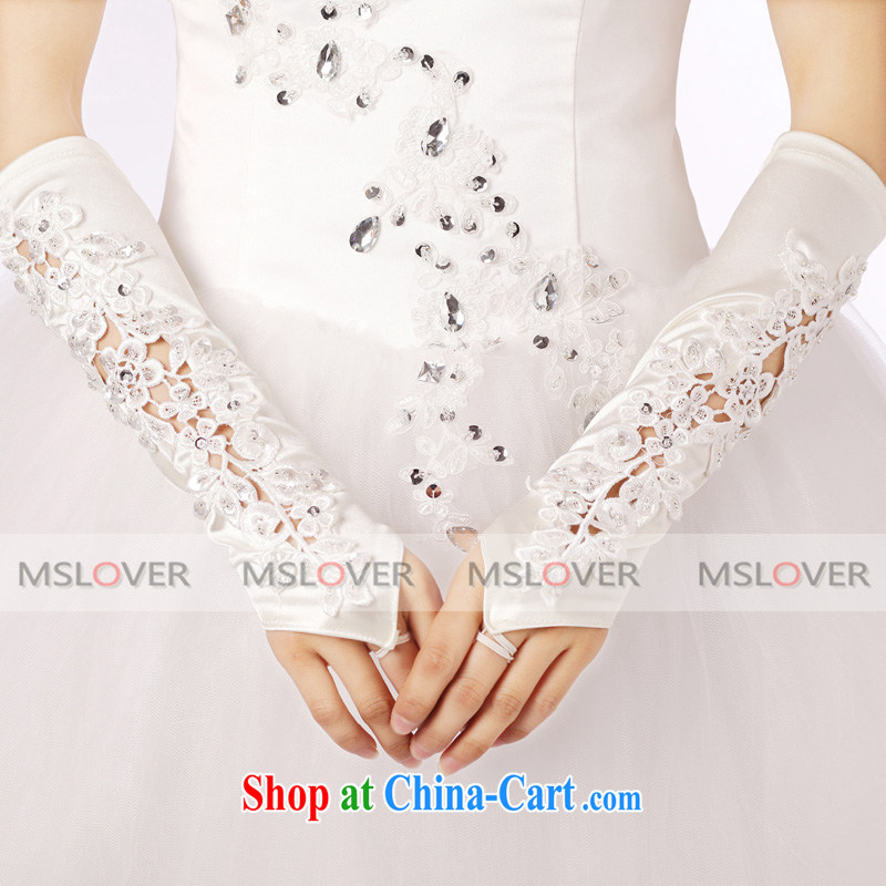 MSLover luxury lace decals wood drill 5 refer to long, Dinner Show bridal wedding gloves wedding gloves ST 1302 m White