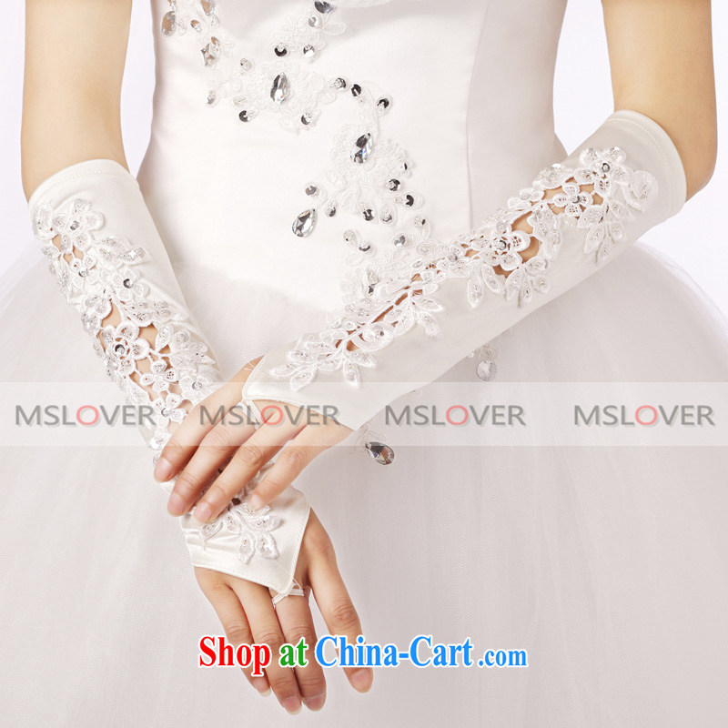 MSLover luxury lace decals wood drill 5 refer to long, Dinner Show bridal wedding gloves wedding gloves ST 1302 m White, name, Mona Lisa (MSLOVER), online shopping