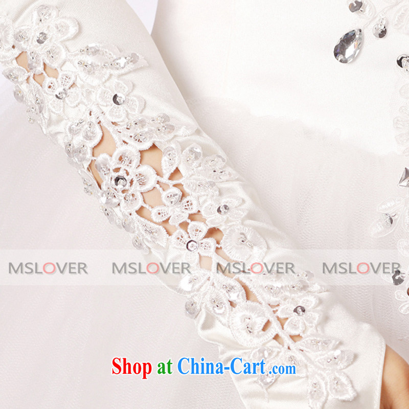 MSLover luxury lace decals wood drill 5 refer to long, Dinner Show bridal wedding gloves wedding gloves ST 1302 m White, name, Mona Lisa (MSLOVER), online shopping