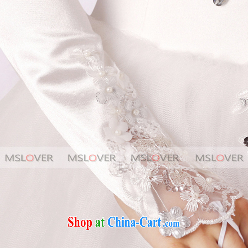 MSLover luxury lace flowers 5 refer to long, Dinner Show bridal wedding gloves wedding gloves ST 1303 m White, name, Mona Lisa (MSLOVER), online shopping
