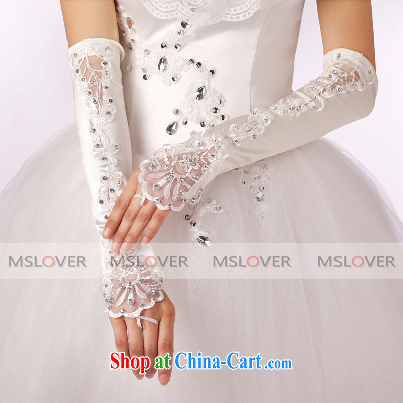 MSLover lace Openwork framed by drilling a long Dinner Show bridal wedding gloves wedding gloves ST 1307 m White, name, Mona Lisa (MSLOVER), shopping on the Internet