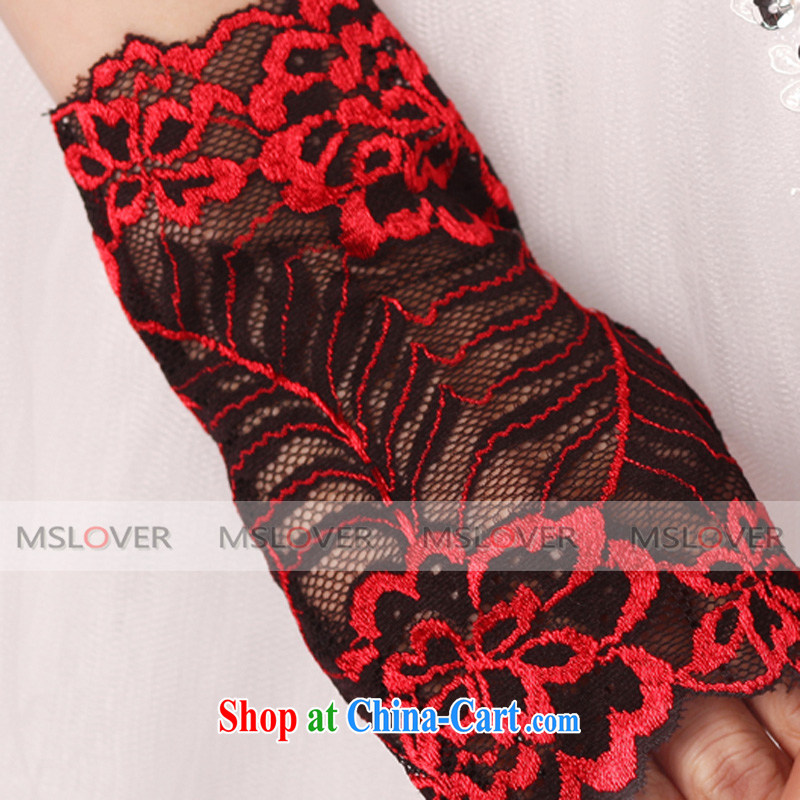 Ballet MSLover silk embroidery on a terrace, a dinner show bridal gloves wedding dresses accessories ST 1230 red, name, Elizabeth (MSLOVER), shopping on the Internet