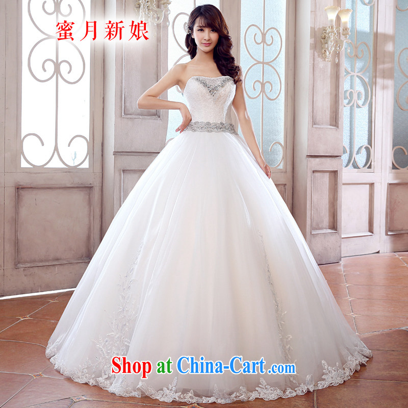 Honeymoon bridal wedding dresses 2015 new Korean wiped chest wedding sweet Princess tied with lace bridal wedding white XL