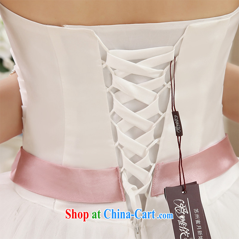 Honeymoon bridal wedding dresses 2015 new Korean version is on-chip erase chest wedding with Princess tie wedding white L, Honeymoon bridal, online shopping